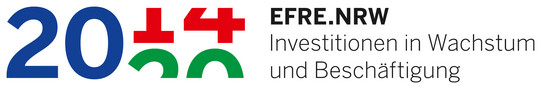 Logo Ziel 2 NRW, Text: EFRE.NRW: Investitionen in Wachstum und Beschäftigung
