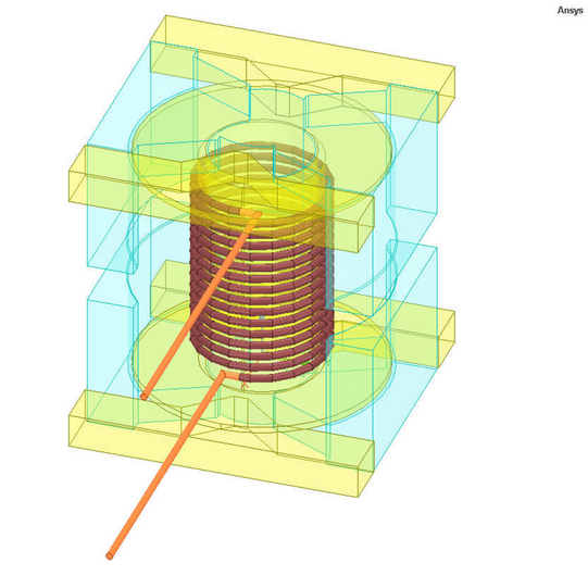 3D-Modell einer Spule in Ansys Maxwell